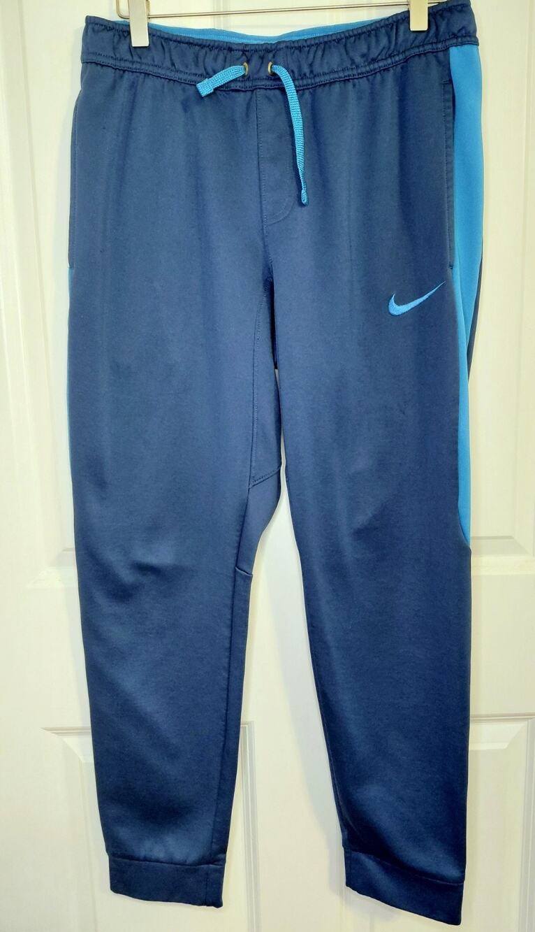 Nike Therma-FIT Men's Fleece Tapered Track Pants Navy Blue Teal Size M Athletic